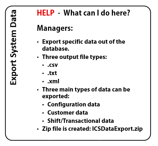 Export System.data WashConnect WebHelp Version 1.7.4 > Home > Export